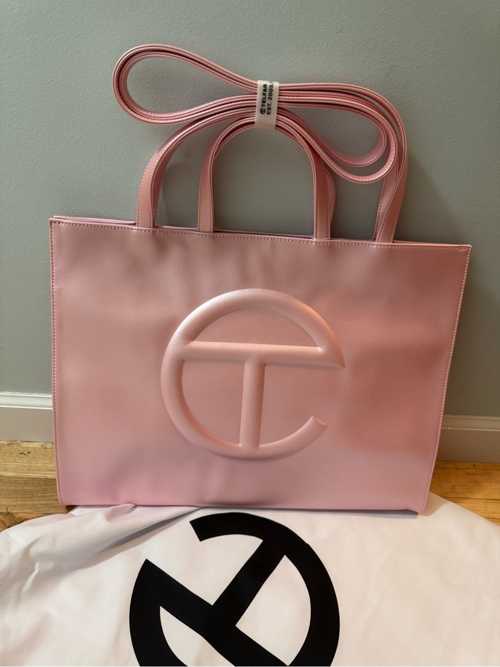 Telfar Ballerina Pastel Pink Shopping Tote with Embossed Logo